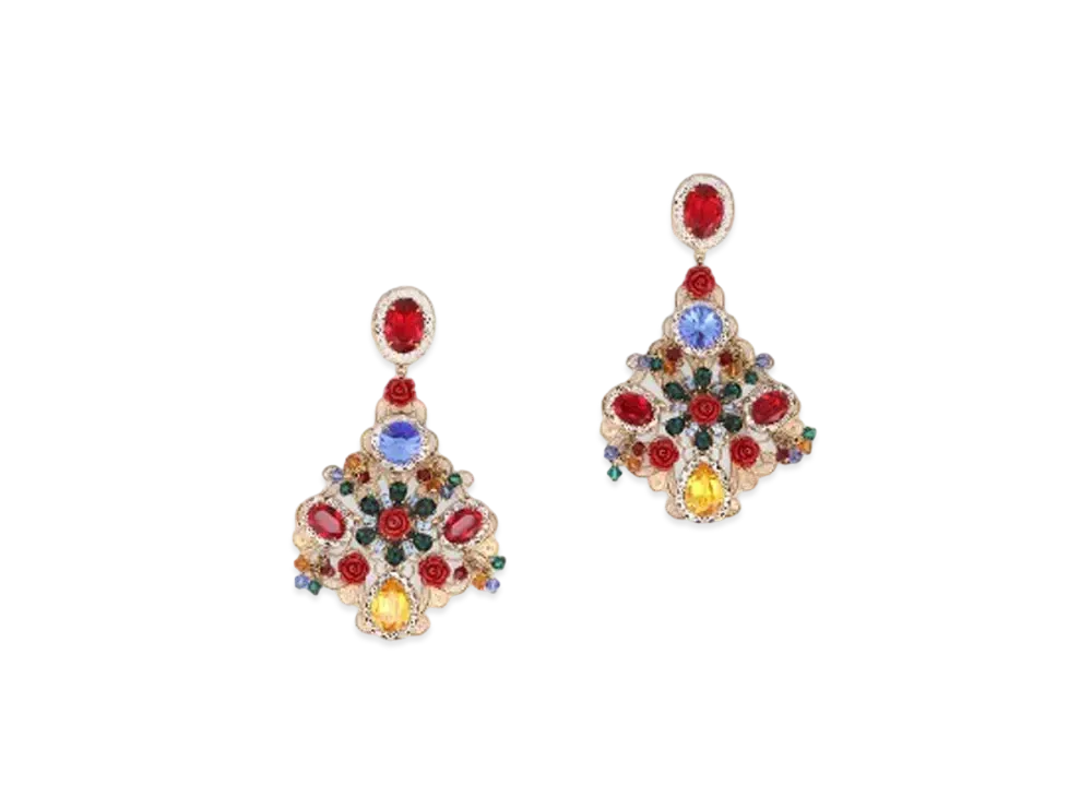Dolce&Gabbana Drop Earrings With Rhinestone Accents "Multicolor"