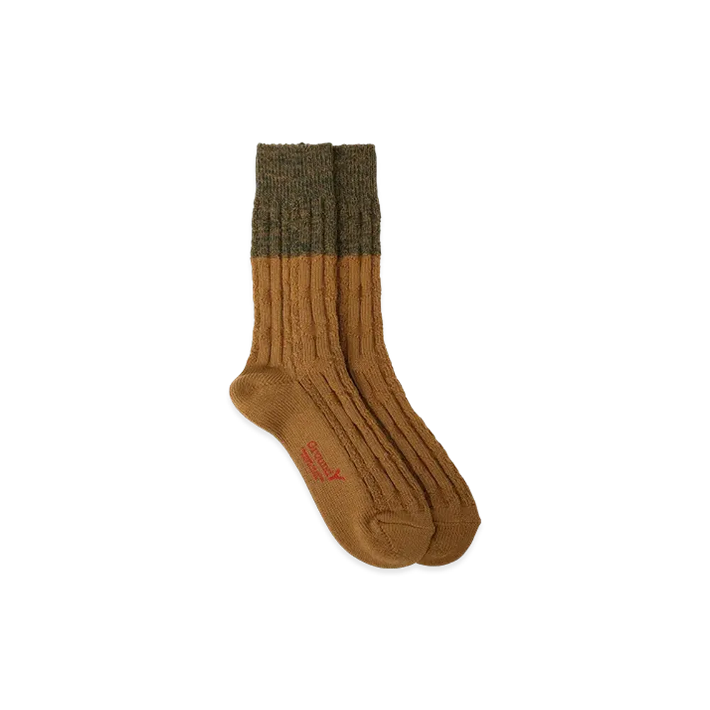 Ground Y Cotton Acrylic Links Stitch Socks "Mastard"