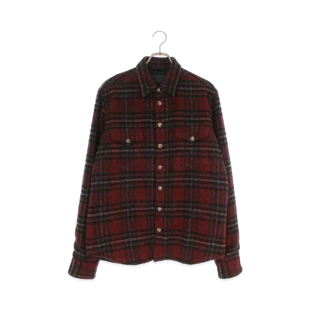 Chrome Hearts Work Dog Filling Check L/S Shirt "Bordeaux/Black"