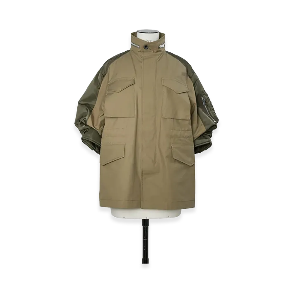 sacai Women's Cotton Weather Jacket "Beige/Dark Khaki"
