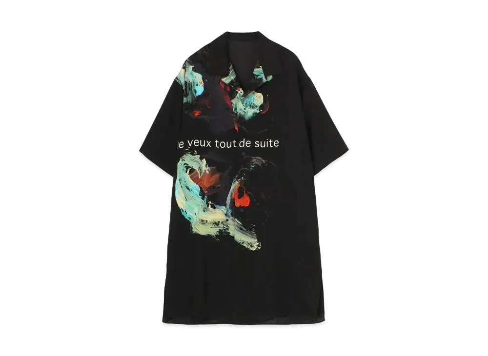 Yohji Yamamoto Pour Homme SILK SATIN ORIGINAL MESSAGE PRINT ALOHA Yohji Yamamoto Pour Homme SILK SATIN ORIGINAL MESSAGE PRINT ALOHA