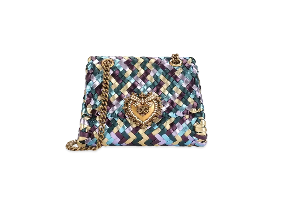 Dolce&Gabbana Devotion Shoulder Bag Small Woo Bin Laminated Nappa "Multicolor"