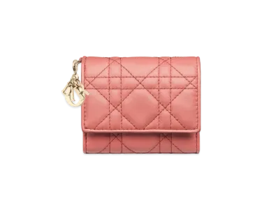 Dior Lady Dior Lotus Wallet Cannage Lambskin "Dusty Coral Pink"