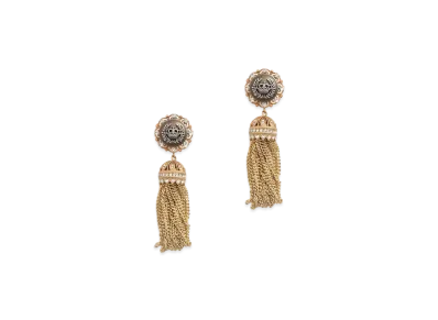 Dolce&Gabbana Clip-On Drop Earrings With Rhinestone Accents And The Heraldic Logo "Gold"