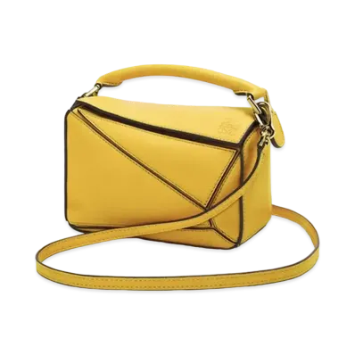 LOEWE Mini Puzzle Bag In Classic Calfskin "Mustard"
