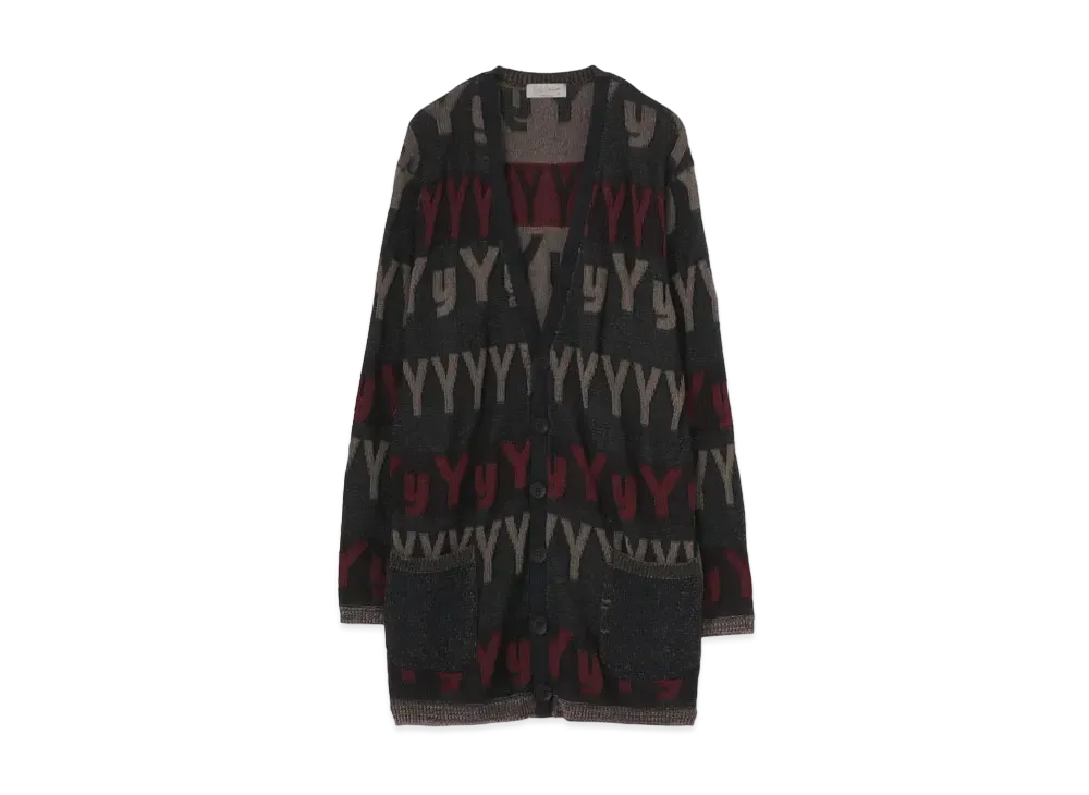 Yohji Yamamoto Pour Homme 7G PLATING CHARACTER PATTERN CARDIGAN "Red"