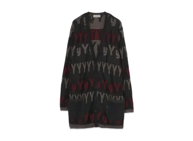 Yohji Yamamoto Pour Homme 7G PLATING CHARACTER PATTERN CARDIGAN "Red"