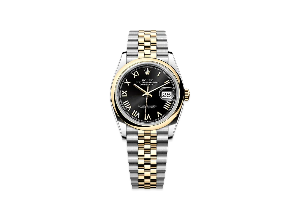 ROLEX Datejust 36 Oystersteel & Yellow Gold "Bright Black"