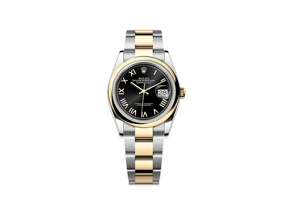 ROLEX Datejust 36 Oystersteel & Yellow Gold "Bright Black"