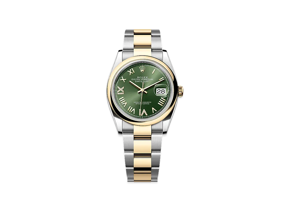 ROLEX Datejust 36 Oystersteel & Yellow Gold "Olive Green"