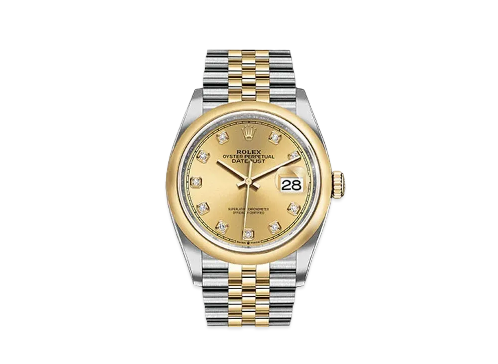 ROLEX Datejust 36 Oyster 36mm 10P Diamonds "Champagne/Oyster Steel/Yellow Gold"