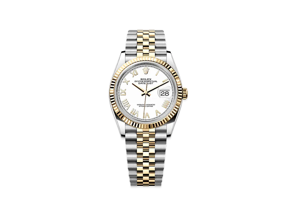 ROLEX Datejust 36 Oystersteel & Yellow Gold "White"
