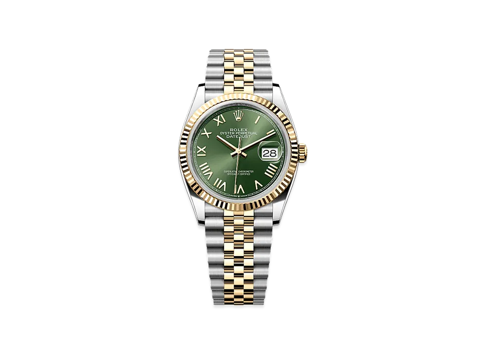 ロレックス デイトジャスト 36 オイスタースチール&イエローゴールド "オリーブグリーン"