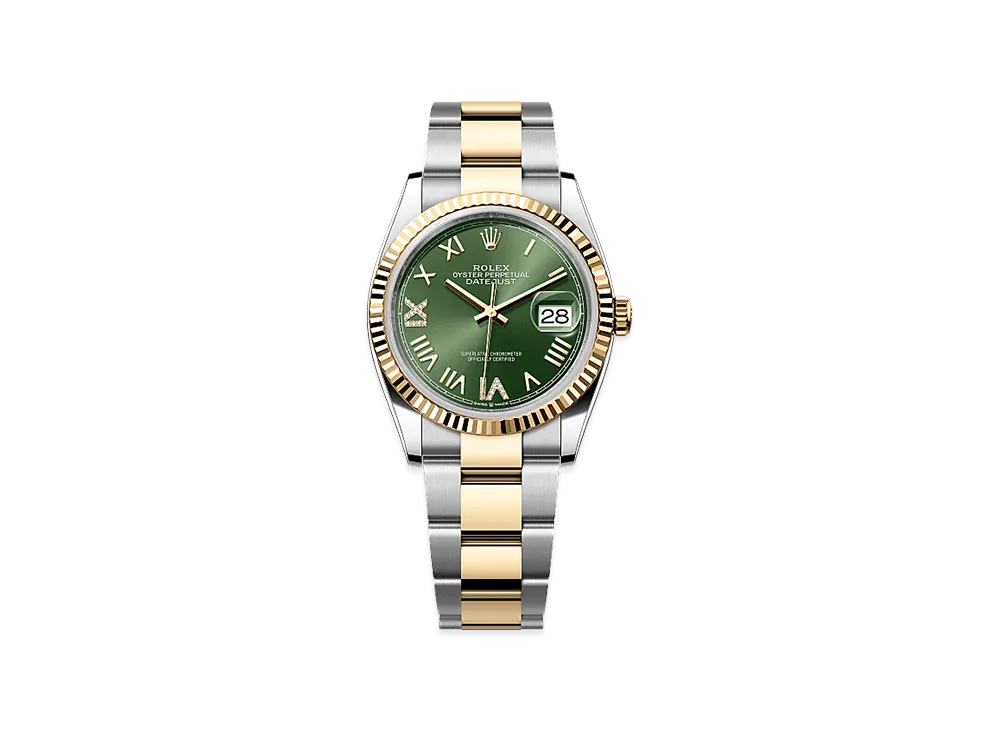 ROLEX Datejust 36 Oystersteel & Yellow Gold "Olive Green"