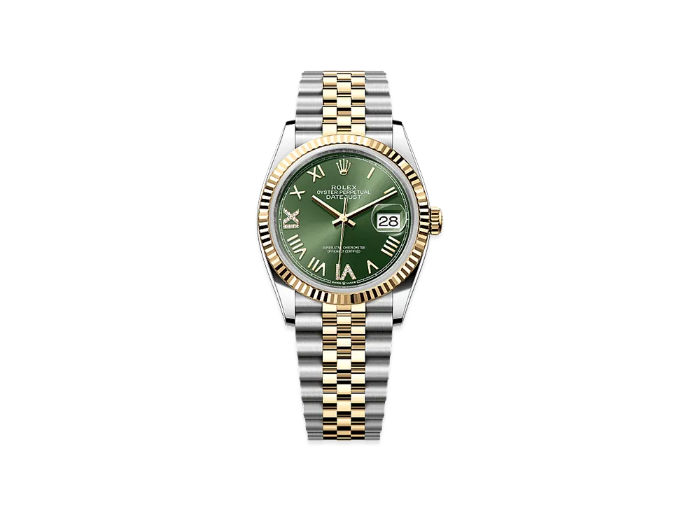 ROLEX Datejust 36 Oystersteel & Yellow Gold "Olive Green"