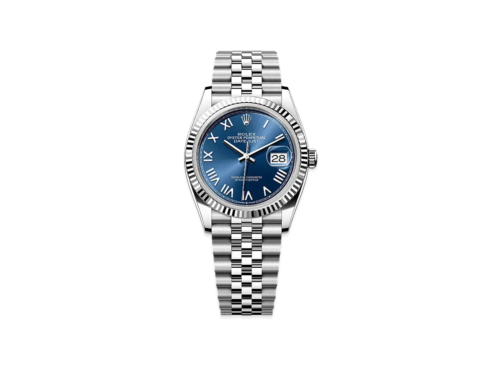 ROLEX Datejust 36 Oystersteel & White Gold "Bright Blue"