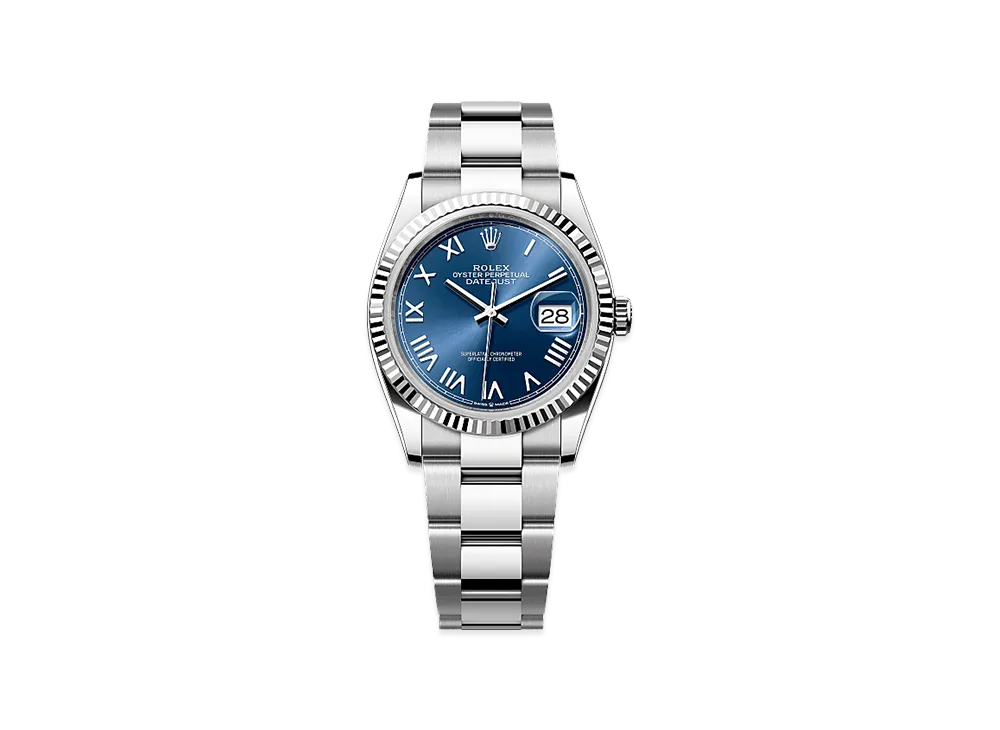 ROLEX Datejust 36 Oystersteel & White Gold "Bright Blue"