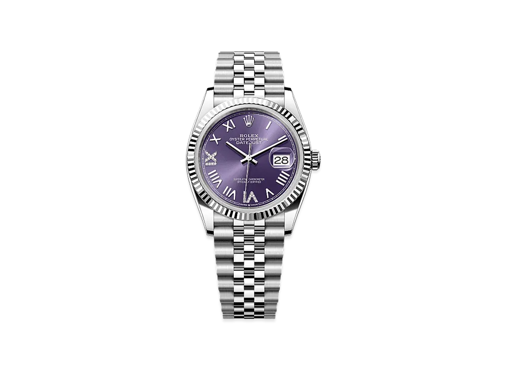 ROLEX Datejust 36 Oystersteel & White Gold "Aubergine"