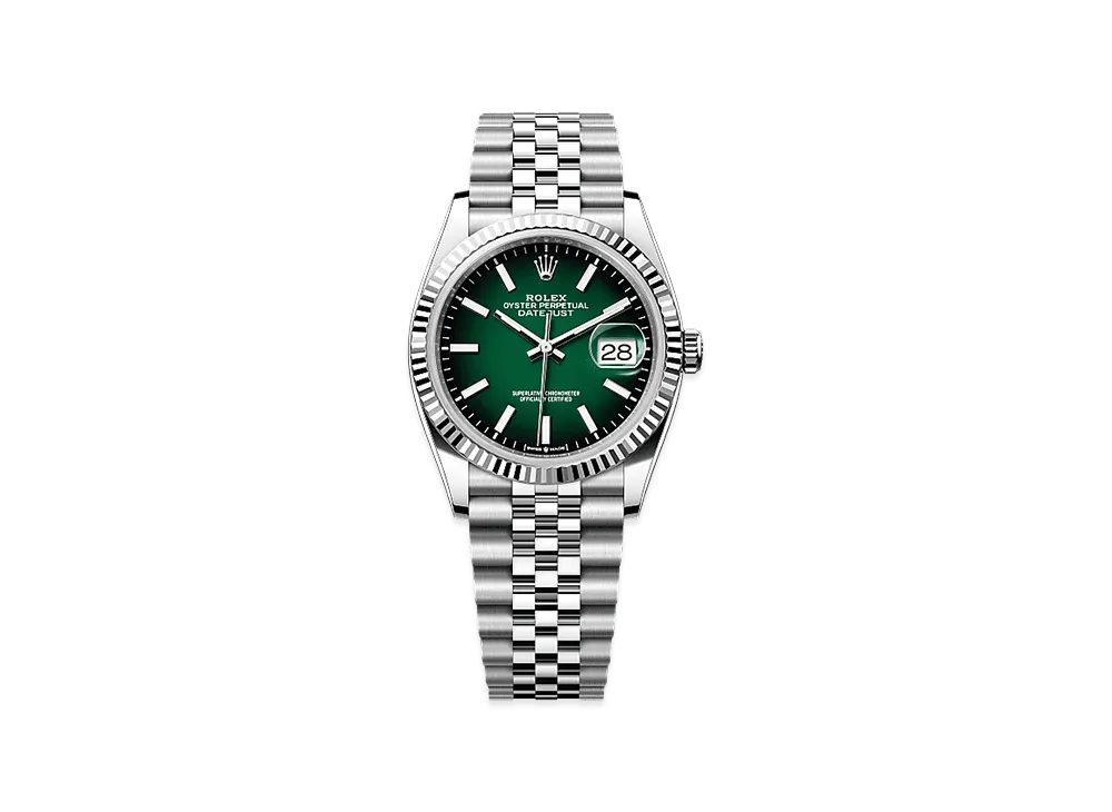 ROLEX Datejust 36 Oystersteel & White Gold "Green Ombre"
