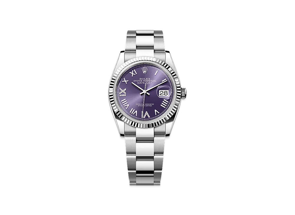 ROLEX Datejust 36 Oystersteel & White Gold "Aubergine"