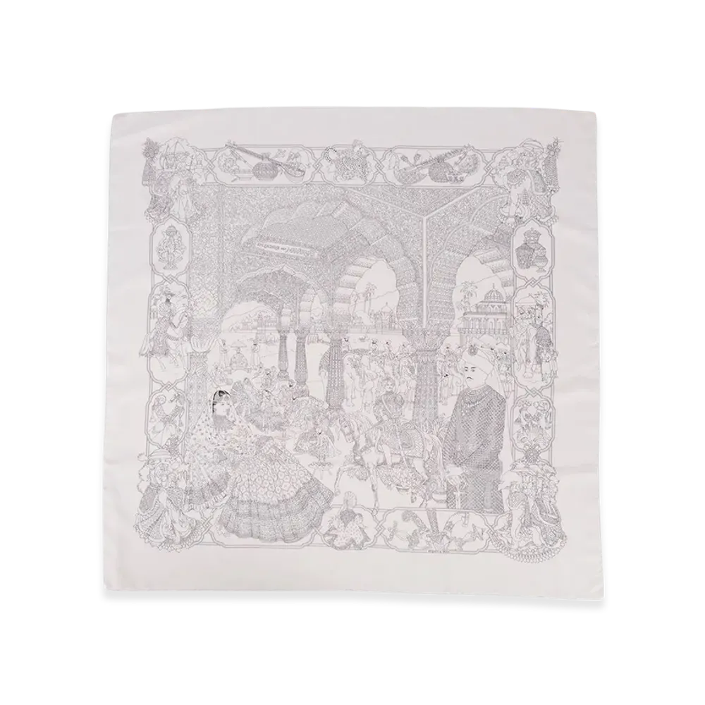 Hermes Scarf 90 Splendeur Des Maharajas "Light Blue"