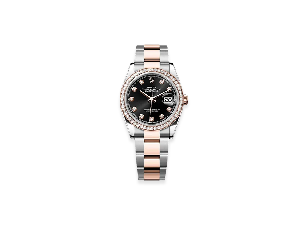 ROLEX Datejust 36mm Oystersteel & Everose Gold Diamond 126281RBR "Bright Black"