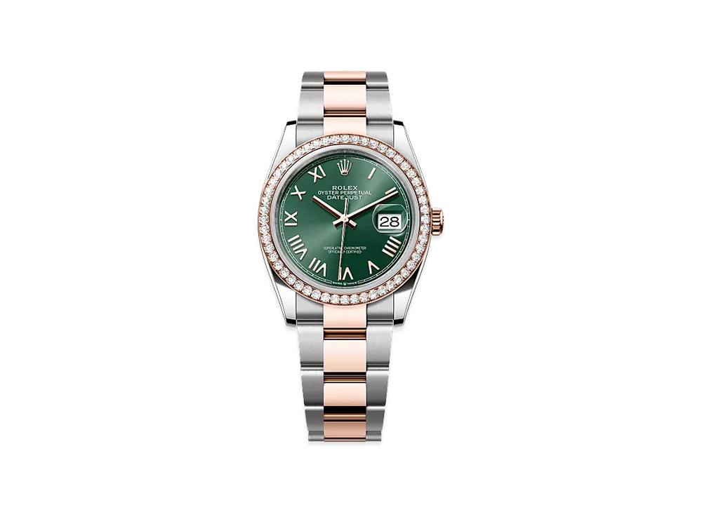 ROLEX Datejust 36 Oystersteel & Everose Gold Diamond "Mint Green"