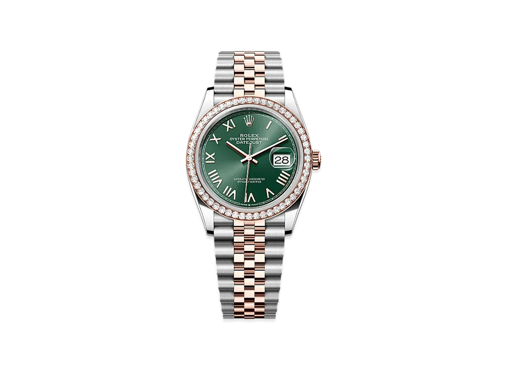 ROLEX Datejust 36 Oystersteel & Everose Gold Diamond "Mint Green"