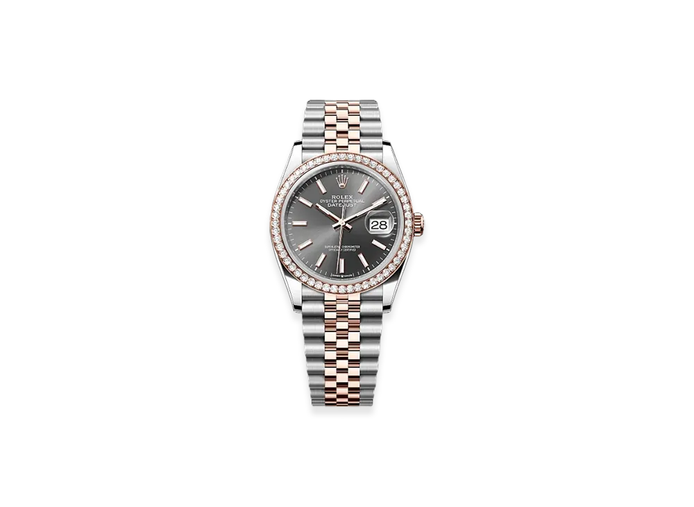 ROLEX Datejust 36mm Oystersteel & Everose Gold Diamond 126281RBR "Slate"