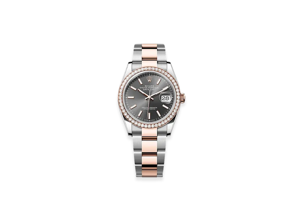 ROLEX Datejust 36mm Oystersteel & Everose Gold Diamond 126281RBR "Slate"