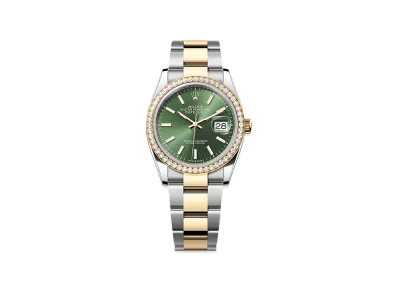 ROLEX Datejust 36 Oystersteel & Yellow Gold Diamond "Olive Green"