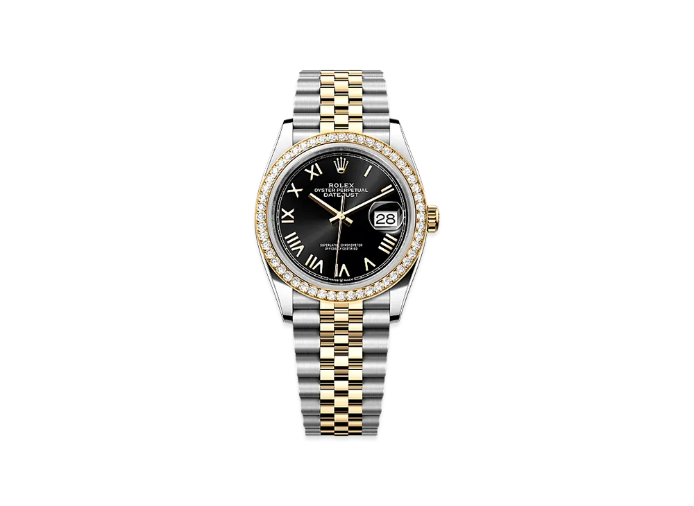 ROLEX Datejust 36 Oystersteel & Yellow Gold Diamond "Black"