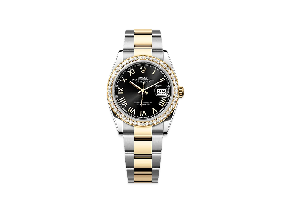 ROLEX Datejust 36 Oystersteel & Yellow Gold Diamond "Black"