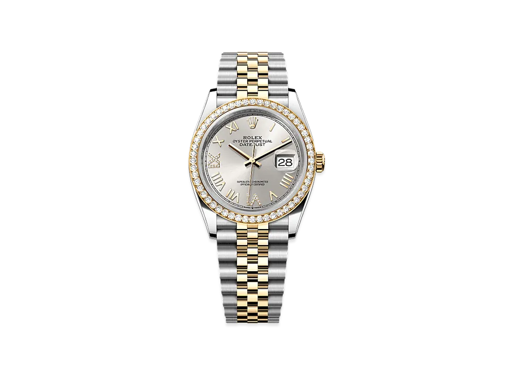 ROLEX Datejust 36 Oystersteel & Yellow Gold Diamond "Silver"