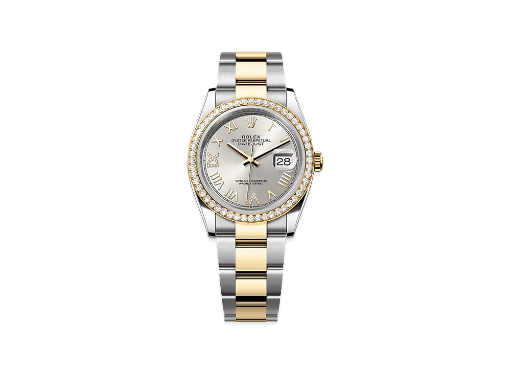 ROLEX Datejust 36 Oystersteel & Yellow Gold Diamond "Silver"
