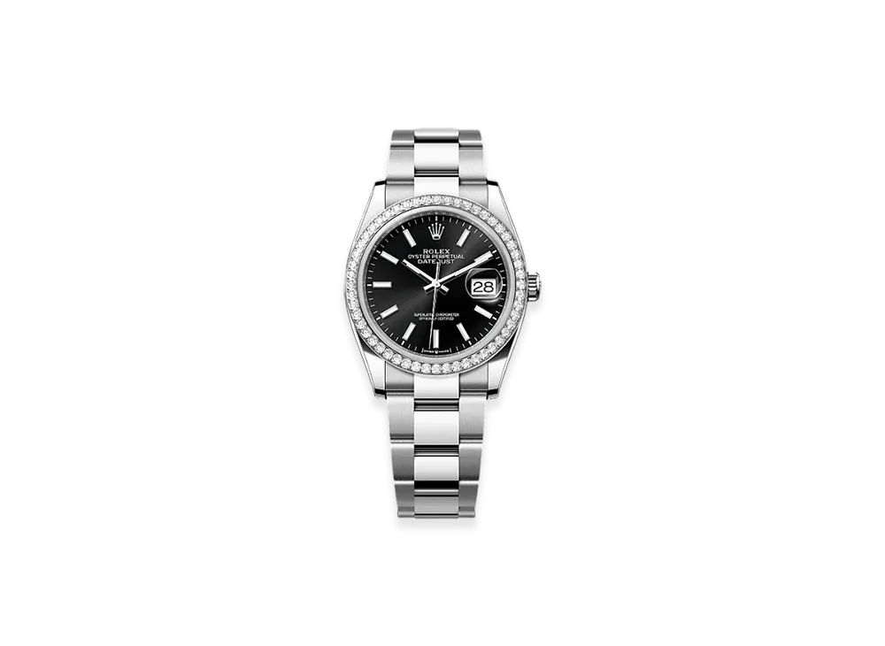 ROLEX Datejust 36 Oystersteel & White Gold Diamonds "Black"