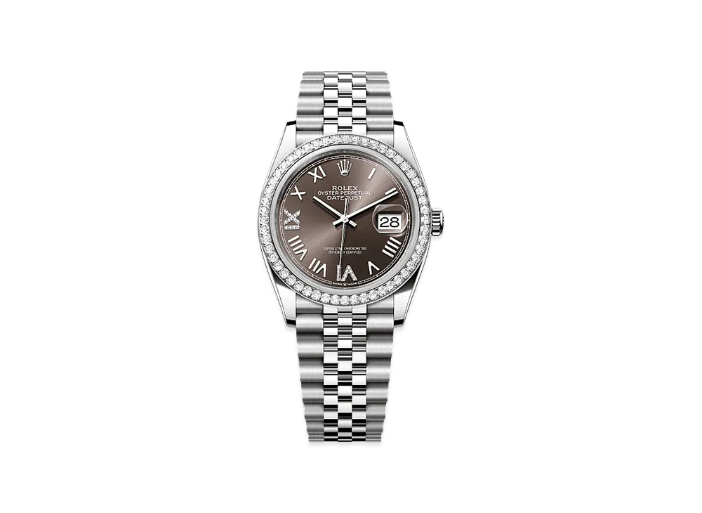 ROLEX Datejust 36 Oystersteel & White Gold Diamond "Dark Gray"