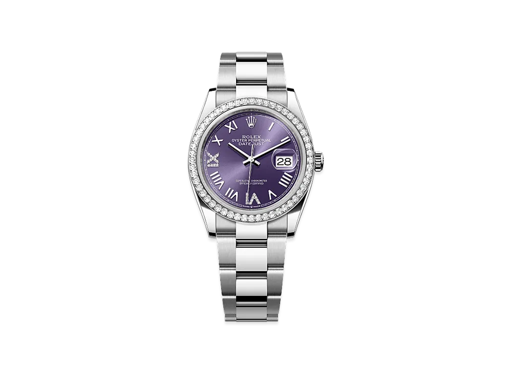 ROLEX Datejust 36 Oystersteel & White Gold Diamond "Aubergine"
