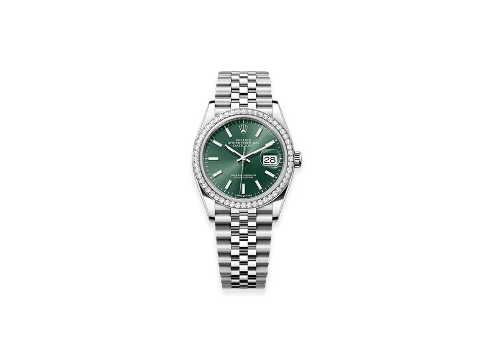 ROLEX Datejust 36 Oystersteel & White Gold Diamonds "Green"