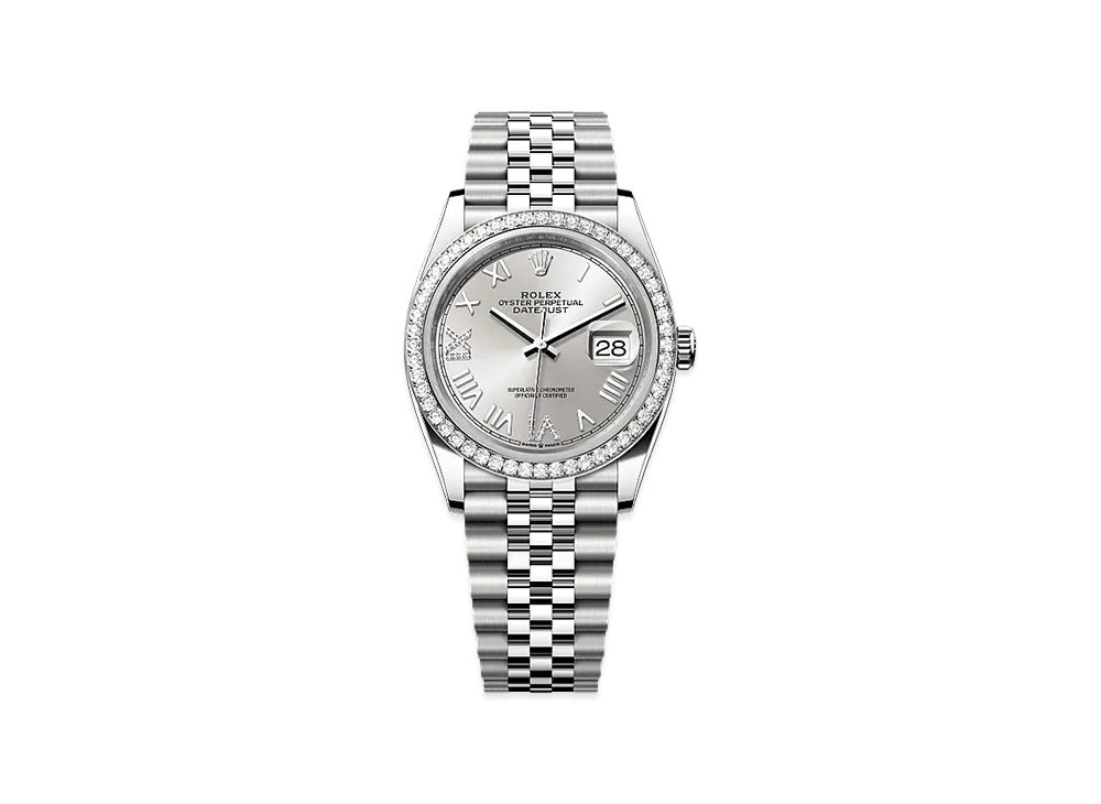 ROLEX Datejust 36 Oystersteel & White Gold Diamond "Silver"