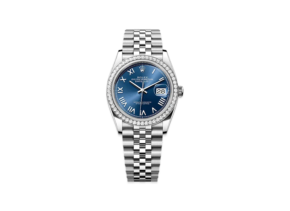 ROLEX Datejust 36 Oystersteel & White Gold Diamond "Bright Blue"