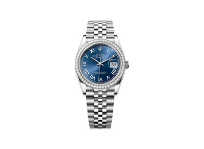 ROLEX Datejust 36 Oystersteel & White Gold Diamond "Bright Blue"