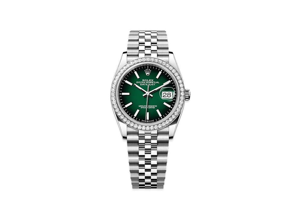 ROLEX Datejust 36 Oystersteel & White Gold Diamond "Green Ombre"