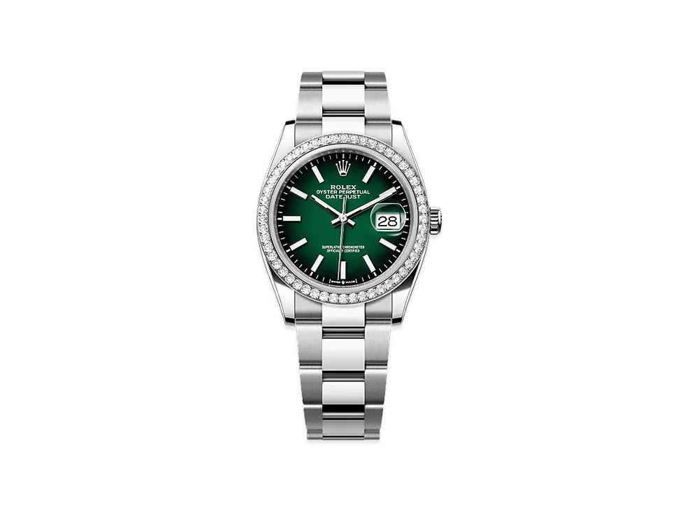 ROLEX Datejust 36 Oystersteel & White Gold Diamond "Green Ombre"