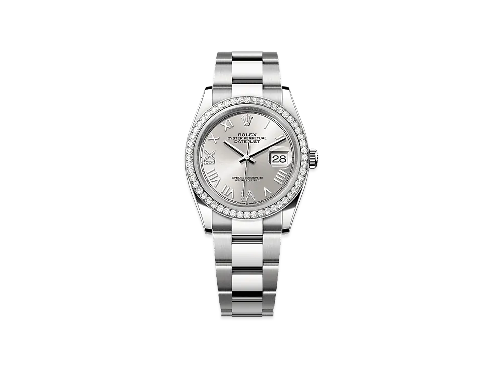 ROLEX Datejust 36 Oystersteel & White Gold Diamond "Silver"