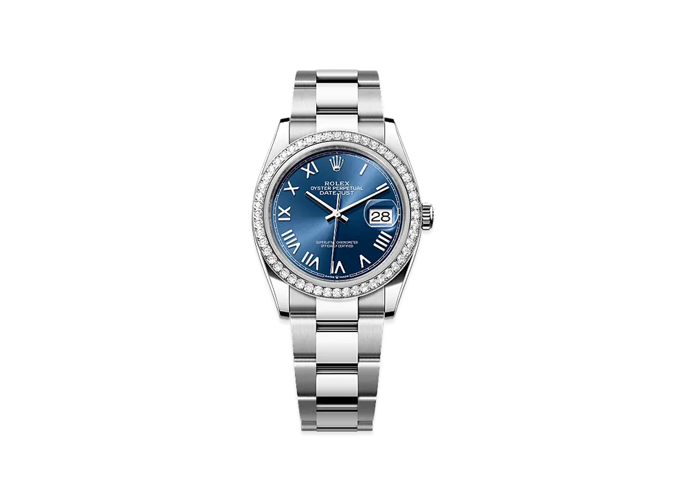 ROLEX Datejust 36 Oystersteel & White Gold Diamond "Bright Blue"
