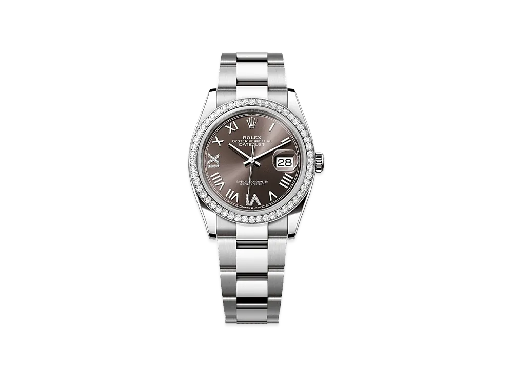 ROLEX Datejust 36 Oystersteel & White Gold Diamond "Dark Gray"