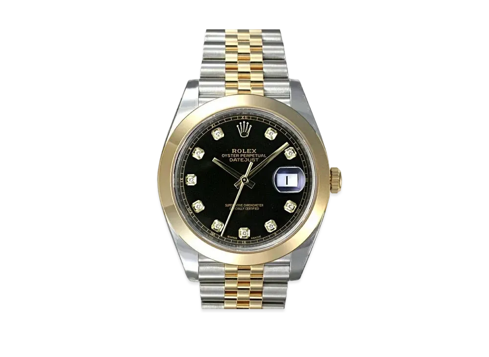 ROLEX Datejust 41 Oyster 41mm 10P Diamonds "Bright Black/Oyster Steel/Yellow Gold"
