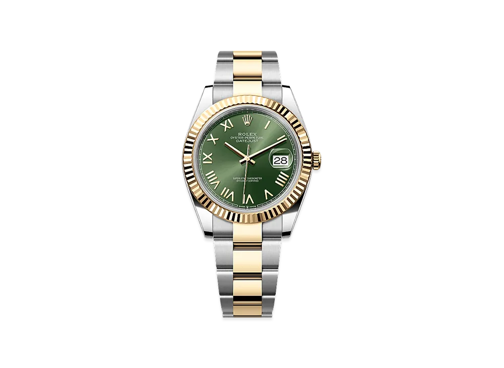 ROLEX Datejust 41 Oystersteel & Yellow Gold "Olive Green"