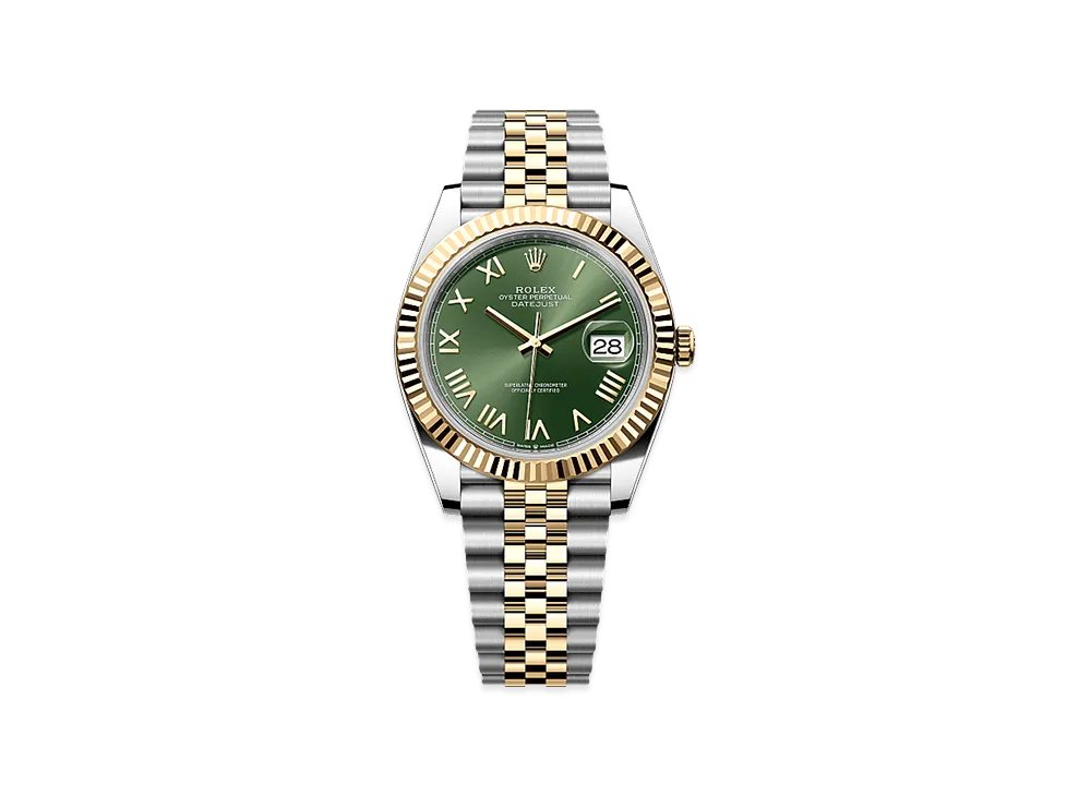 ROLEX Datejust 41 Oystersteel & Yellow Gold "Olive Green"